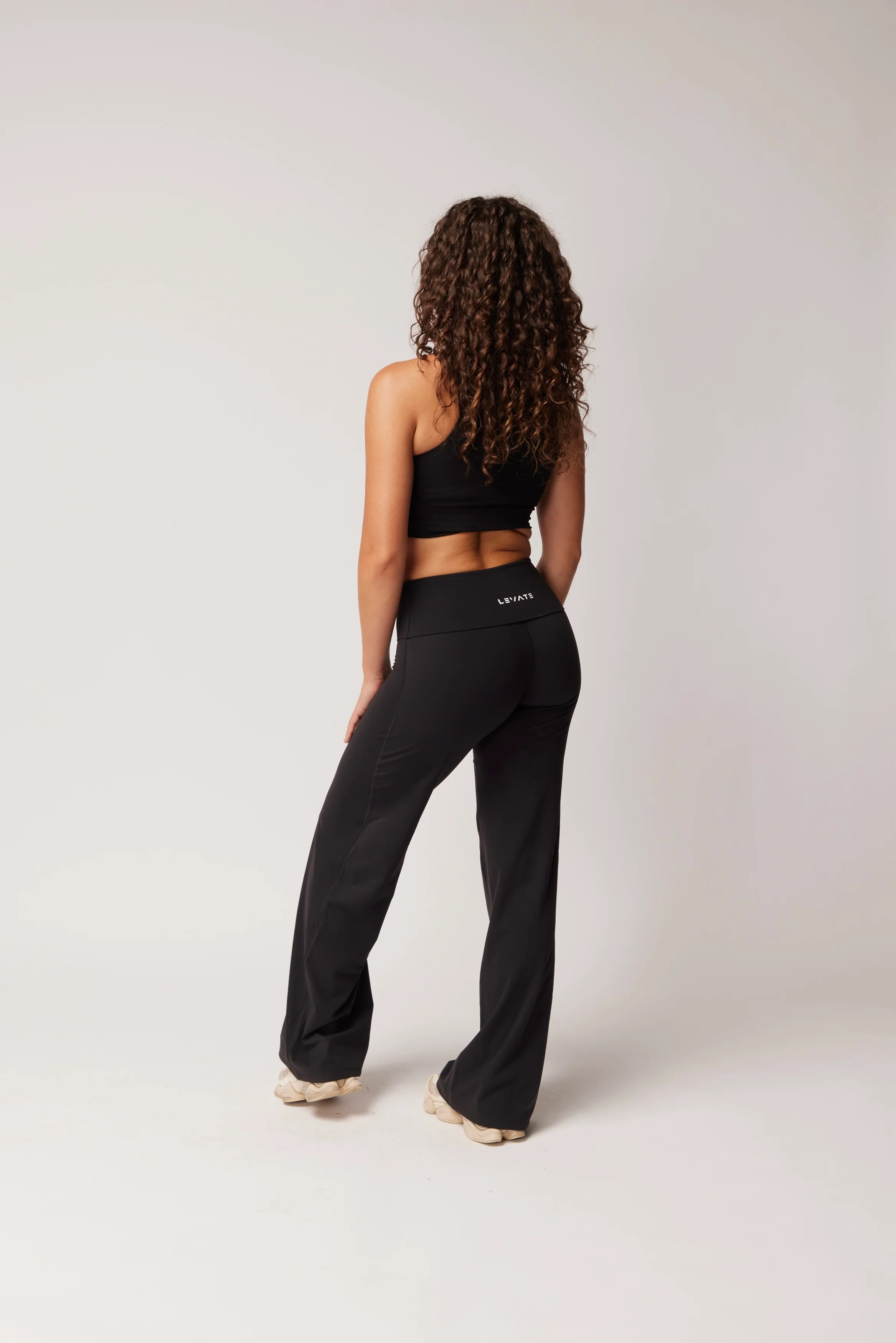 FOLD OVER STRAIGHT LEG PANTS (REG) - BLACK - Image 2