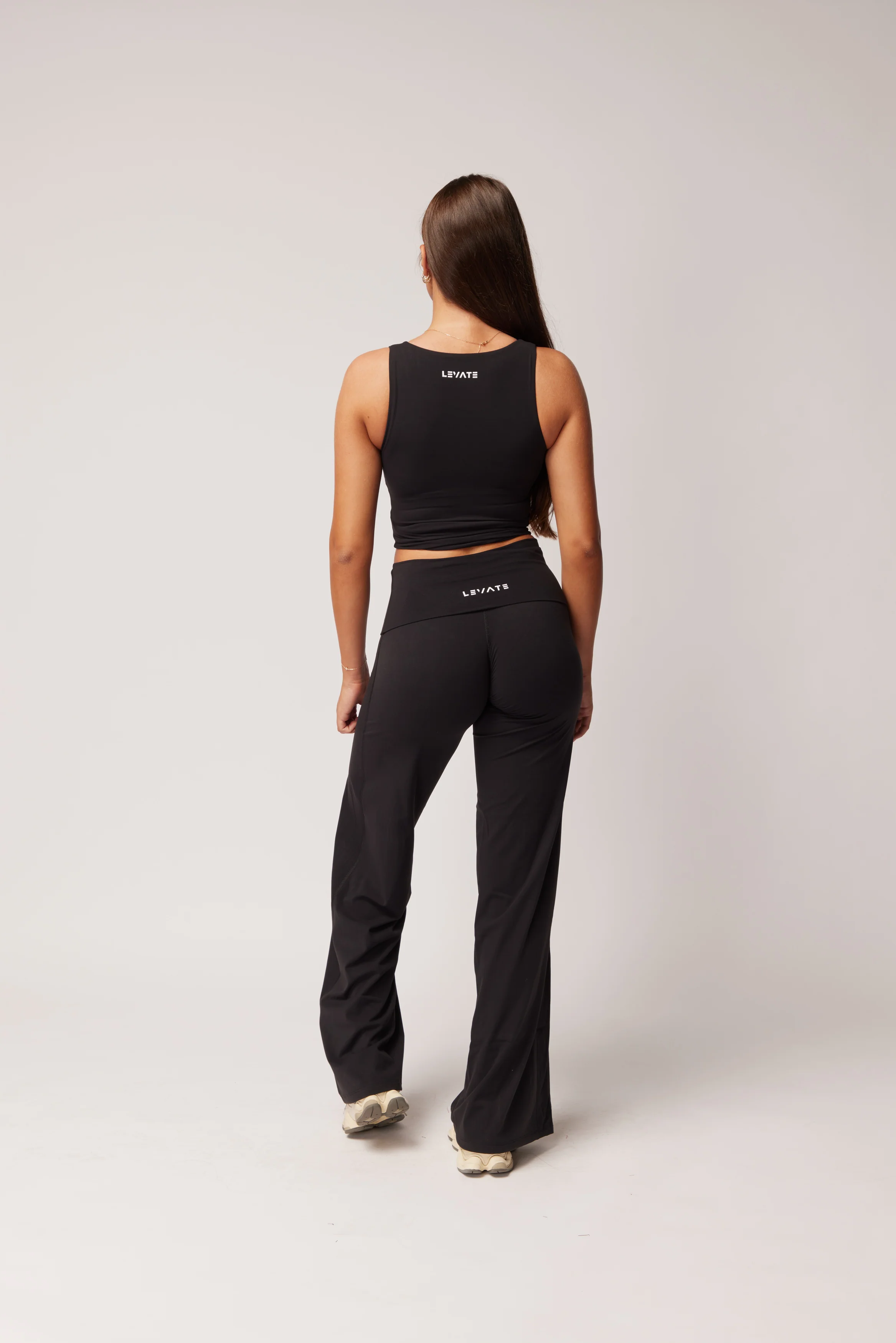 FOLD OVER STRAIGHT LEG PANTS (TALL) - BLACK - Image 4