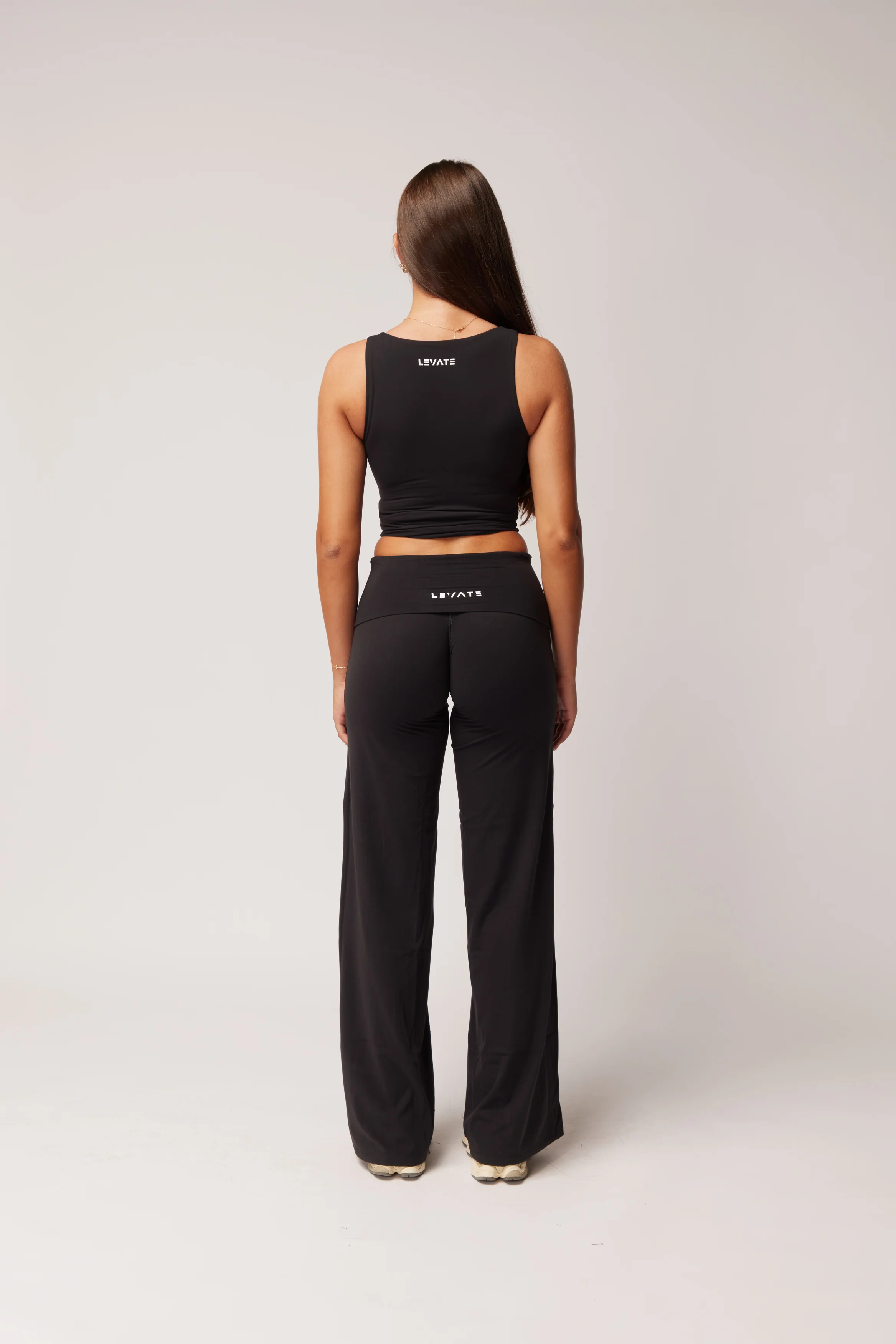 FOLD OVER STRAIGHT LEG PANTS (TALL) - BLACK - Image 5